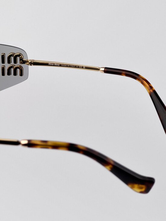 Miu Miu Women’s Sunglasses – Gold Grey Rectangle Rimless (MUA51S 5AK50K) main image 3